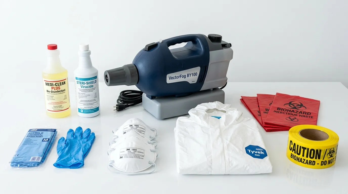 Professional biohazard remediation crew working in Conley