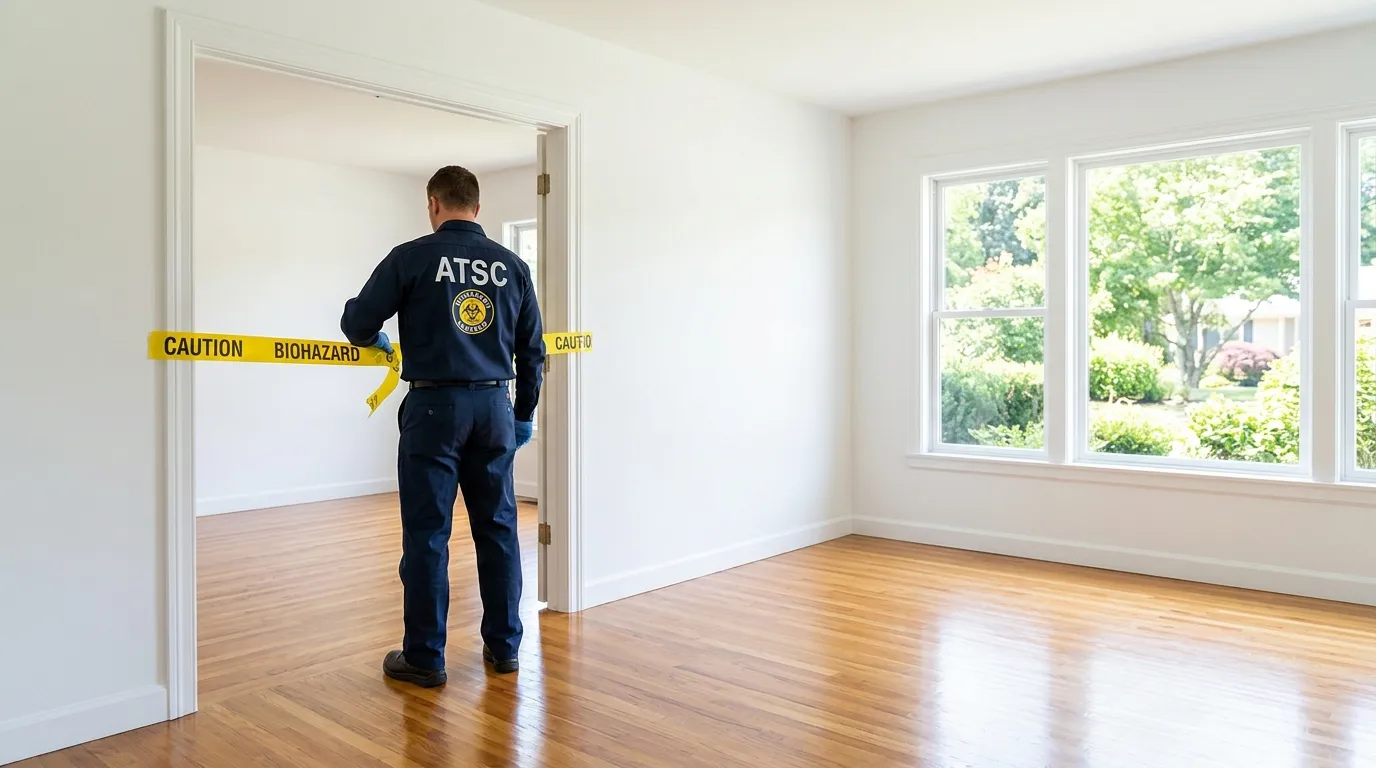 Certified biohazard cleanup crew performing Decomposition Cleanup in Conley